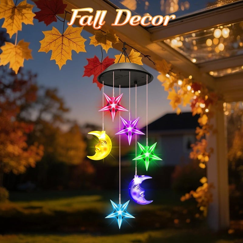 Winzwon Birthday Gifts for Women Mom Grandma Her Wife, Solar Lights Outdoor Wind Chimes for Outside Garden Yard Patio Porch Deck Hanging Decor, Moon and Star Gifts for Mothers Day - Image 2